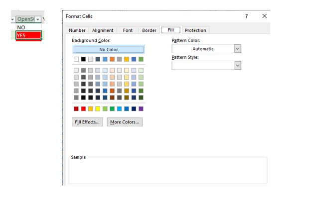 Fig 1 - The format of an highlited cell